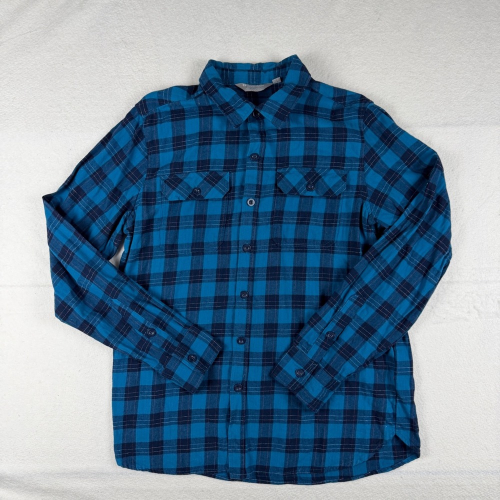 Mountain Warehouse Trace Flannel LS Shirt Blue Plaid Cotton Button Down‎ Large
